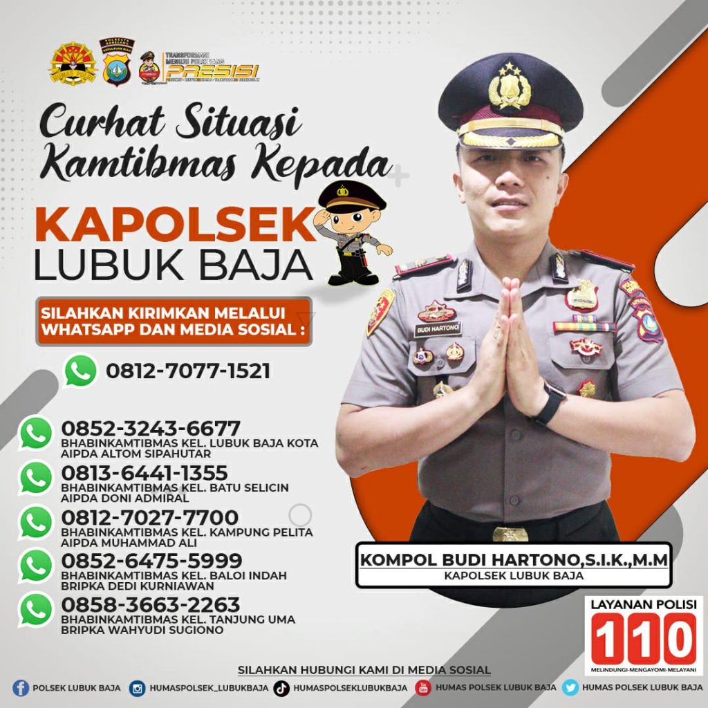 Kapolsek Lubuk Baja Kompol Budi Hartono S.I.K.,M.M Memimpin Kegiatan Jumat Curhat Kepada Warga Kec Lubuk Baja