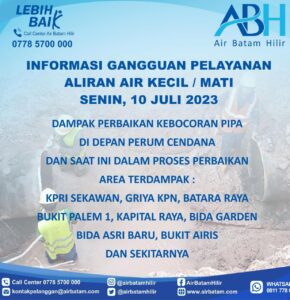 Pelanggan Air Batam Hilir, Menginformasikan Terjadi Kebocoran Pipa PE 225mm Di Depan Perumahan Cendana Batam