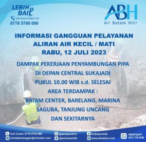Pelanggan Air Batam Hilir,Menginformasikan ada Penyambungan Pipa DN 800mm Inlet Suka jadi