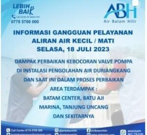 Pelanggan Air Batam Hilir,Menginformasikan Terjadi Kebocoran Valve Pompa Instalasi Air