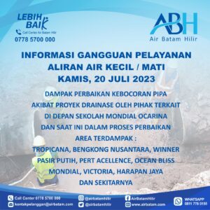 Pelanggan Air Batam Hilir,Menginformasikan Terjadi Kebocoran Pipa DCIP 300mm