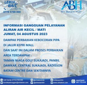 Pelanggan Air Batam Hilir Menginformasikan Terjadi Kebocoran Pipa DCIP DN 400MM  Di Jalur Kepri Mall Batam