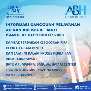 Pelanggan Air Batam Hilir,Menginformasikan Kebocoran Pipa 800Mm Di Pintu 4 Batamindo Muka Kuning