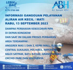 Pelanggan Air Batam Hilir,Imformasikan Terjadi Kebocoran Pipa PE 160mm Di Depan Kongkow