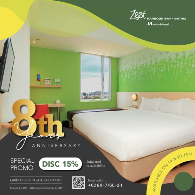 
					Anniversary ke 8 Tahun, Zest Harbour Bay Berikan Promo Kamar
