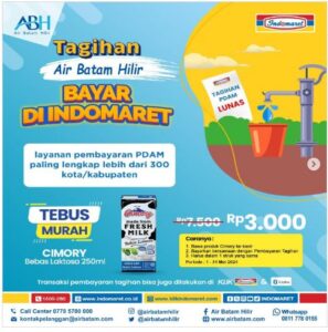 Air Batam Hilir Ingatkan Pelanggan Pembayaran Tagihan Air  1 s.d. 31 Mei 2024 di Indomaret, BISA TEBUS MURAH Rp. 3.000 