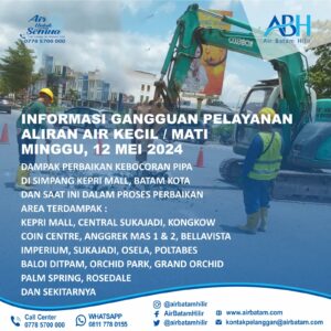 Air Batam Hilir Informasikan Dampak Perbaikan Kebocoran Pipa di Simpang Kepri Mall
