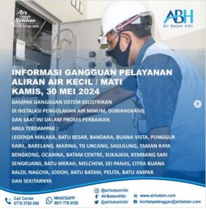 Air Batam Hilir Informasikan Dampak Gangguan Sistem Kelistrikan di Instalasi Pengolahan Air Minum Duriangkang