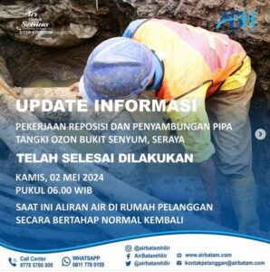 Penyambungan Pipa di Tangki Ozon Bukit Senyum, Seraya Selesai