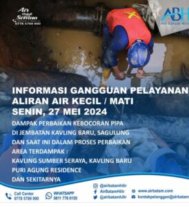 ABH Lakukan Perbaikan Pipa Bocor di Sagulung, Ini Daerah Terdampak
