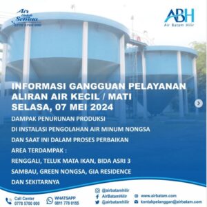 ABH Informasikan Penurunan Produksi Di Instalasi Pengolahan Air Minum Nongsa Saat ini Ada Perbaikan