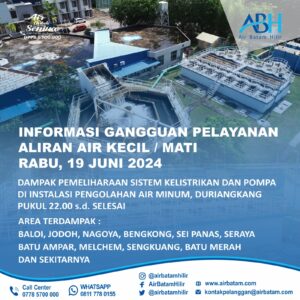 ABH Sampaikan Dampak Pemeliharaan Sistem Kelistrikan dan Pompa di Instalasi Pengolahan Air Minum Duriangkang