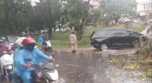 Bhabinkamtibmas Polsek Sekupang Bersama Warga Evakuasi Pohon Tumbang