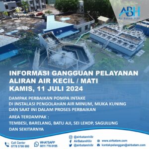 Air Batam Hilir Informasikan Dampak Perbaikan Pompa Intake di Instalasi Pengolahan Air Minum Muka Kuning Masih Berjalan