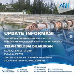 Pekerjaan Perbaikan Gate Valve Outlet di Instalasi Pengolahan Air Minum, Sei Harapan Selesai
