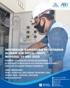Informasi Gangguan Suplai Air Dampak Gangguan Kelistrikan di IPA Duriangkang 5