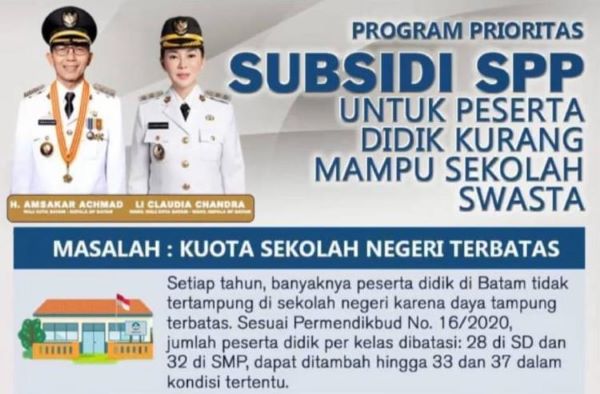 Kabar Gembira! Siswa Tak Tertampung di Sekolah Negeri Batam Bisa Dapat Beasiswa SPP hingga Rp400 Ribu per Bulan! Cek Syaratnya!