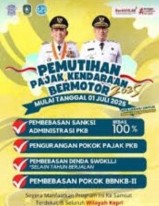 Wajib Tahu! Pemprov Kepri Luncurkan Program Pemutihan Pajak Kendaraan, Diskon Denda 100% Mulai Juli 2025
