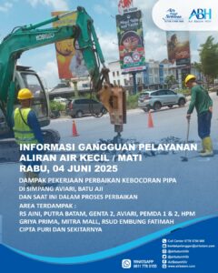 Air Batam Hilir Perbaiki Kebocoran Pipa di Simpang Aviari, Suplai Air Terganggu Sementara