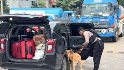 Unit K9 Diterjunkan! Polda Kepri Perketat Pemeriksaan Penumpang di Pelabuhan Roro Punggur