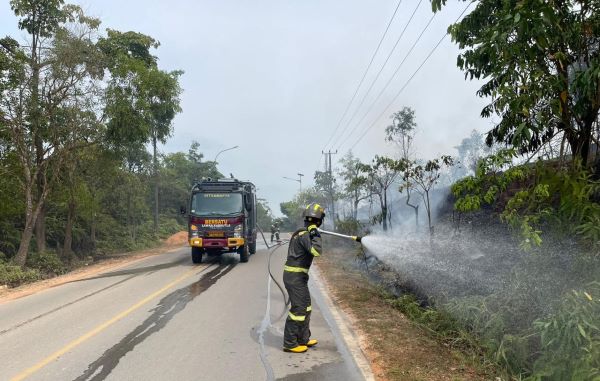 Ditsamapta Polda Kepri Padamkan Karhutla di Nongsa, Kebakaran Semak Belukar Berhasil Dikendalikan