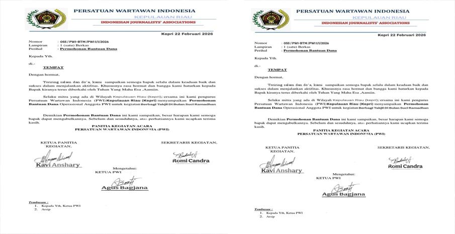 Waspada! Proposal Bantuan Dana Mengatasnamakan PWI Kepri Ternyata Bodong, Ketua PWI Buka Suara