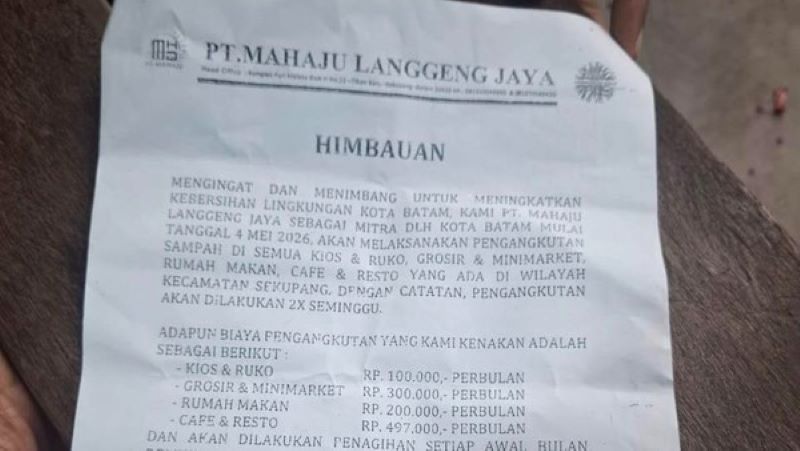 Viral! Tarif Sampah di Sekupang Batam Tembus Rp497 Ribu, Warga Heboh, DLH Buka Suara