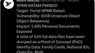 Heboh! Diduga 1.495 Data Pendaftar SPMB Batam Bocor, KK hingga Akta Kelahiran Terancam Tersebar