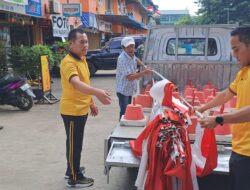 Sambut HUT ke-81 RI, TNI-Polri dan Warga Pasang 50 Bendera Merah Putih di Pasar Sei Harapan