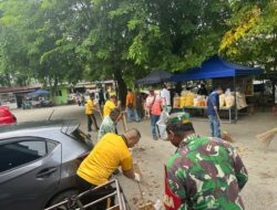 Sambut HUT ke-81 RI, TNI-Polri dan Warga Kompak Bersihkan Pasar Sei Harapan