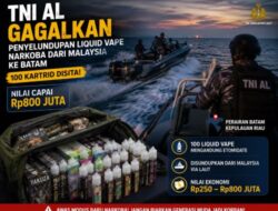 TNI AL Gagalkan Penyelundupan 100 Liquid Vape Narkoba dari Malaysia ke Batam, Nilainya Tembus Rp800 Juta