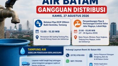 Krisis Air di Batam Belum Usai! Setelah Sejumlah Wilayah Mati Air, Gangguan Baru Mengancam Baloi hingga Nagoya