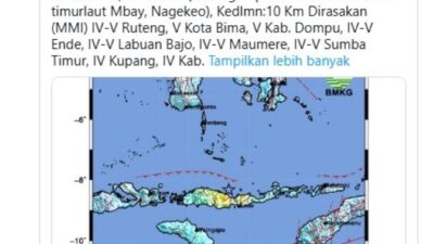 Gempa M7,0 Guncang Nagekeo NTT Subuh, Getaran Terasa hingga Bali dan Makassar