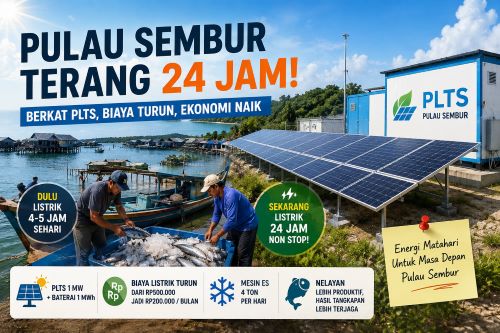 Dulu Listrik Cuma 5 Jam, Kini Pulau Sembur Batam Terang 24 Jam Berkat PLTS