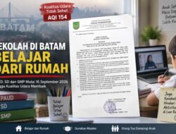 AQI Batam Tembus 154, Sekolah PAUD hingga SMP Resmi Belajar dari Rumah Mulai Hari Ini