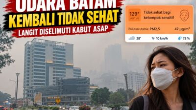 Batam Kembali Diselimuti Kabut Asap, Kualitas Udara Pagi Ini Masuk Zona Tidak Sehat