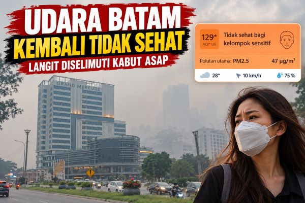 Batam Kembali Diselimuti Kabut Asap, Kualitas Udara Pagi Ini Masuk Zona Tidak Sehat